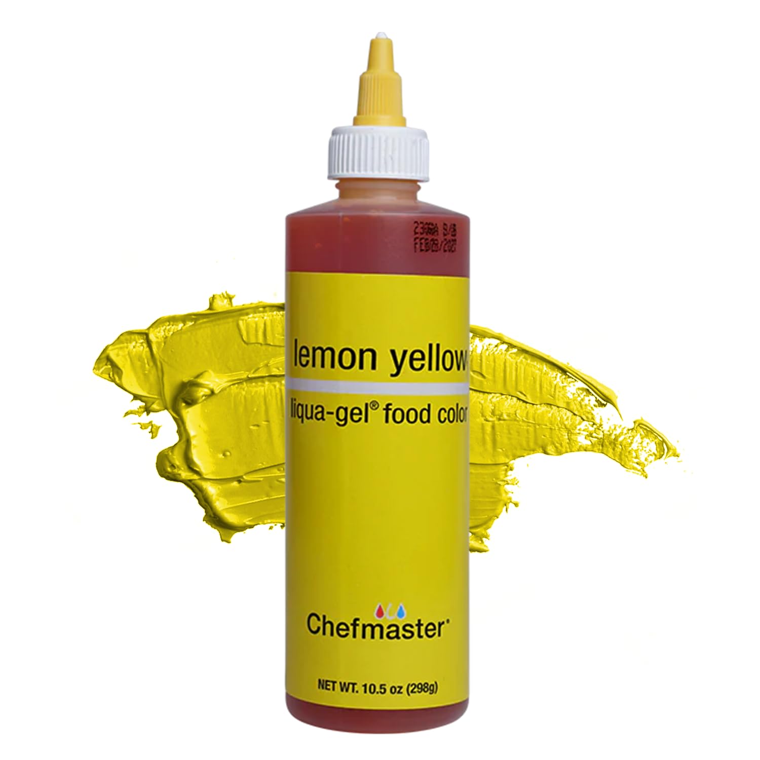 Chefmaster Lemon Yellow Liqua-Gel bottle pours vibrant icing color
