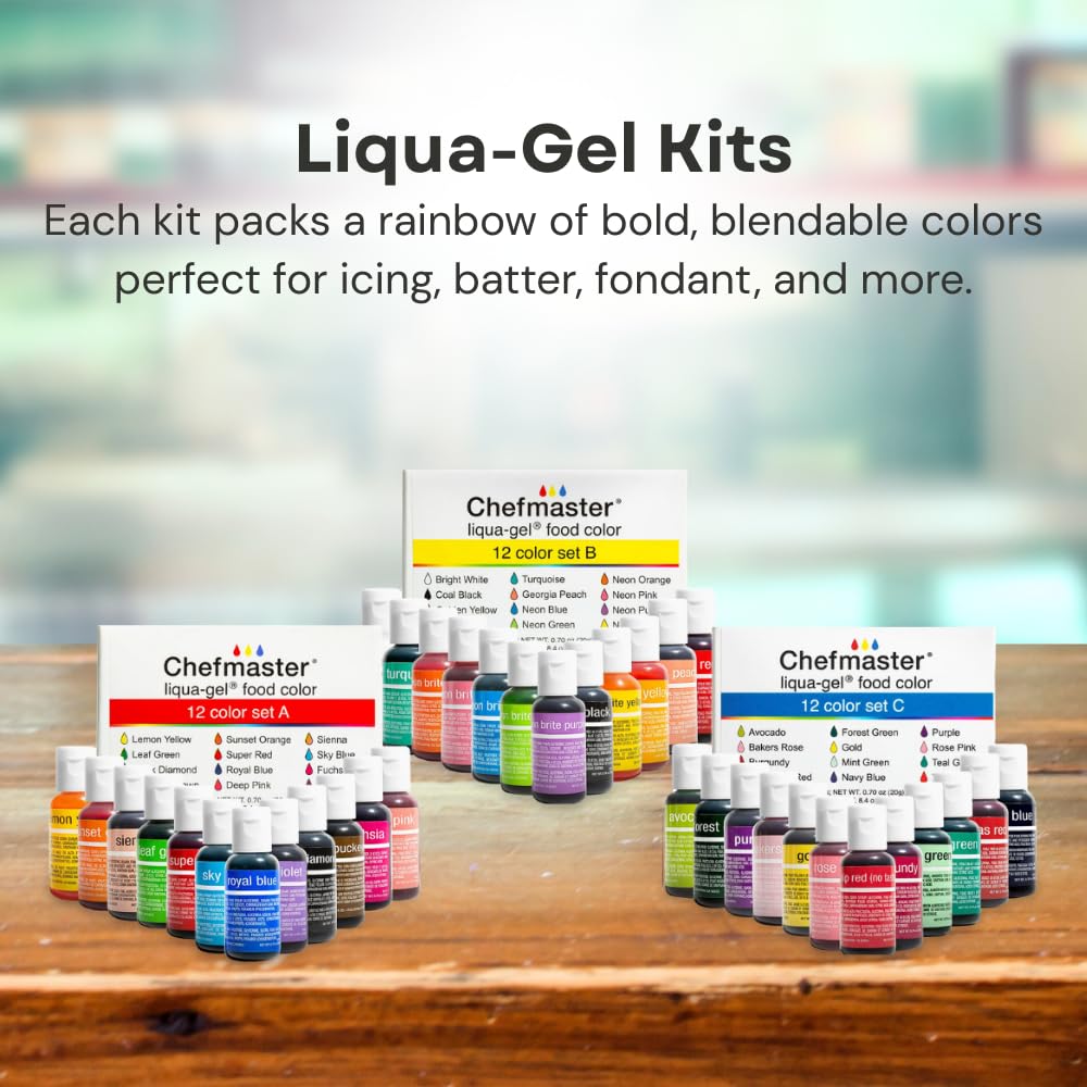 Chefmaster Liqua-Gel cookie embellishment highlights durable, fade-resistant detailing