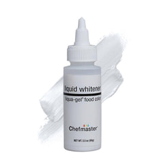 Chefmaster Liqua-Gel bottle closeup for brilliant icing whiteness.