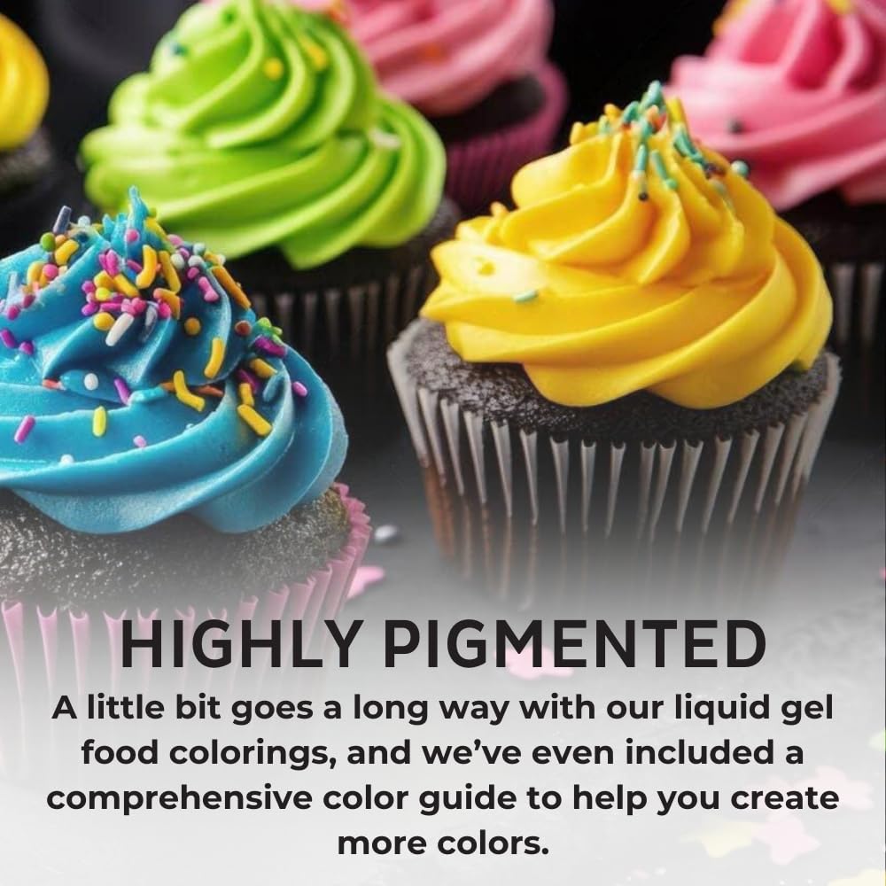 Chefmaster Liqua-Gel set enables vibrant icing application for desserts.