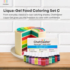 Liqua-Gel vivid swirl demonstrates vibrant, eye-catching color in desserts.