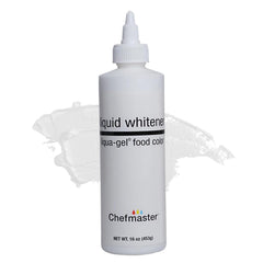 Chefmaster Liquid Whitener Liqua-Gel bottle with pour top for pristine white icing.