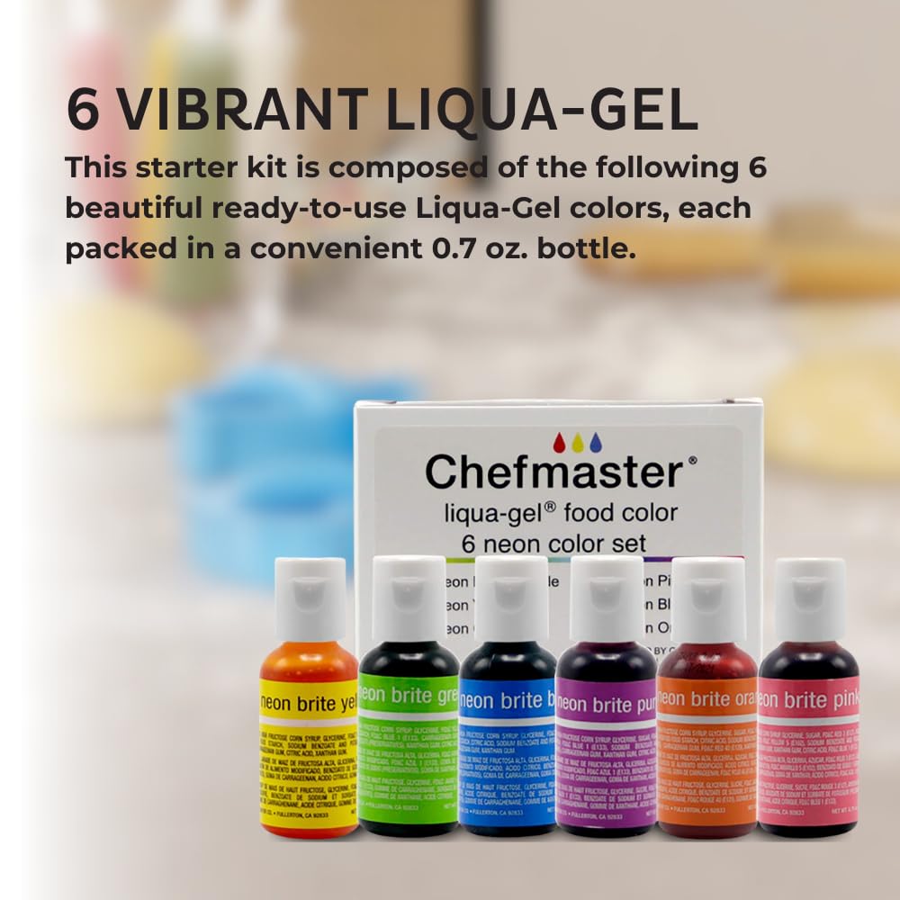 Chefmaster Neon Liqua-Gel purple bottle creates electric accents