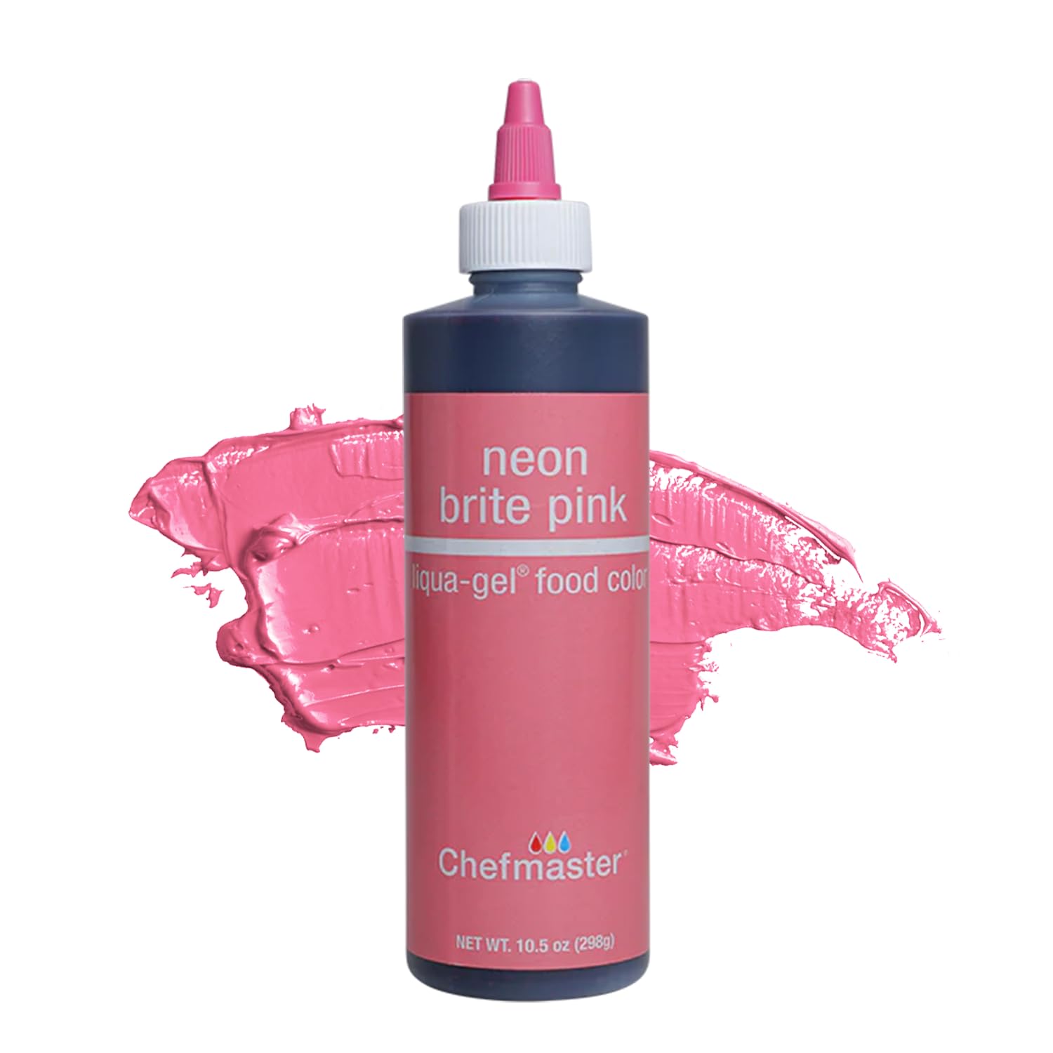 Chefmaster Neon Pink Liqua-Gel bottle ready for bold icing work.