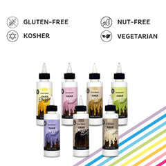 Chefmaster Vanilla Drizzle on cupcakes adds a glossy vanilla finish.