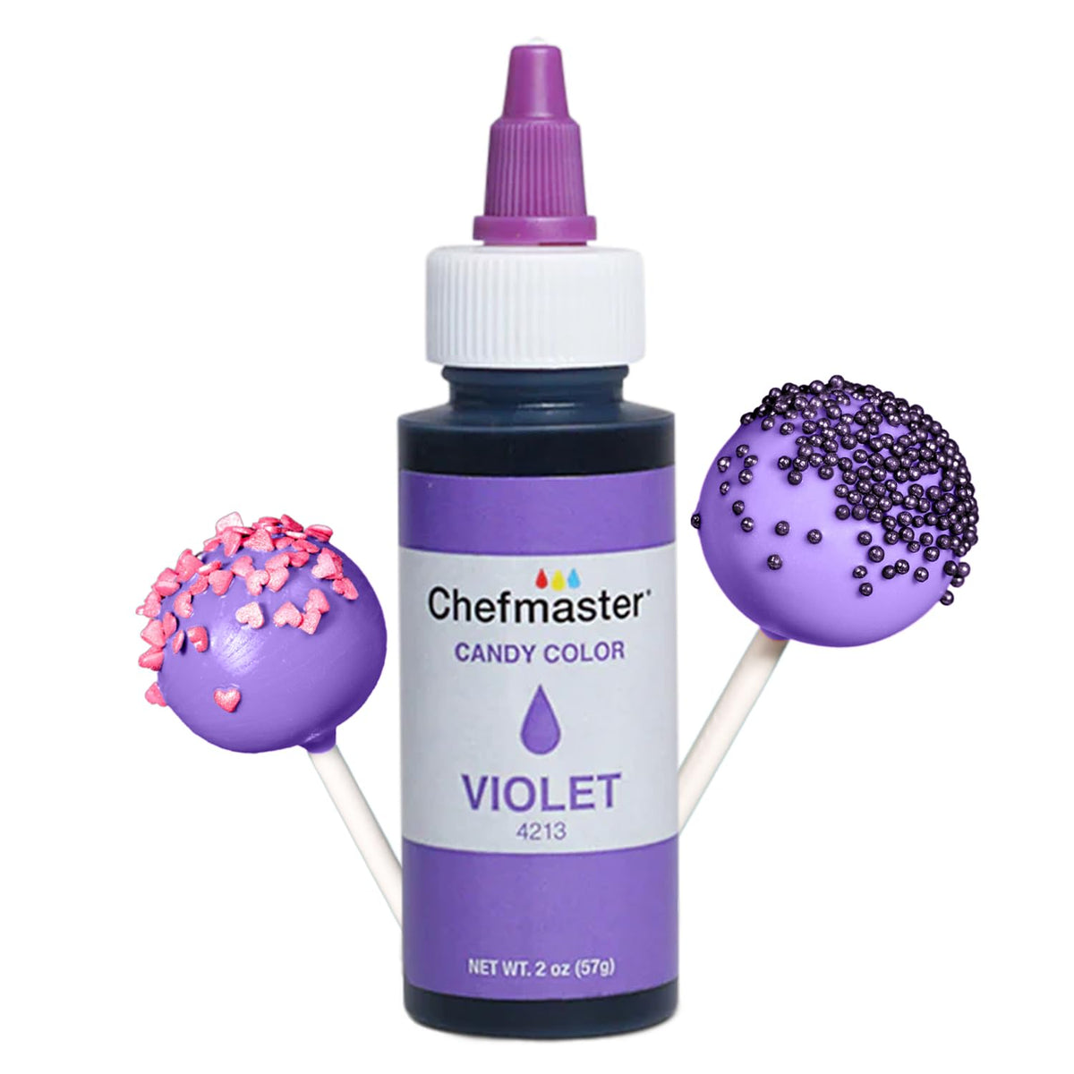 Chefmaster Violet Candy Color 2oz bottle for vivid chocolate binding and true hues