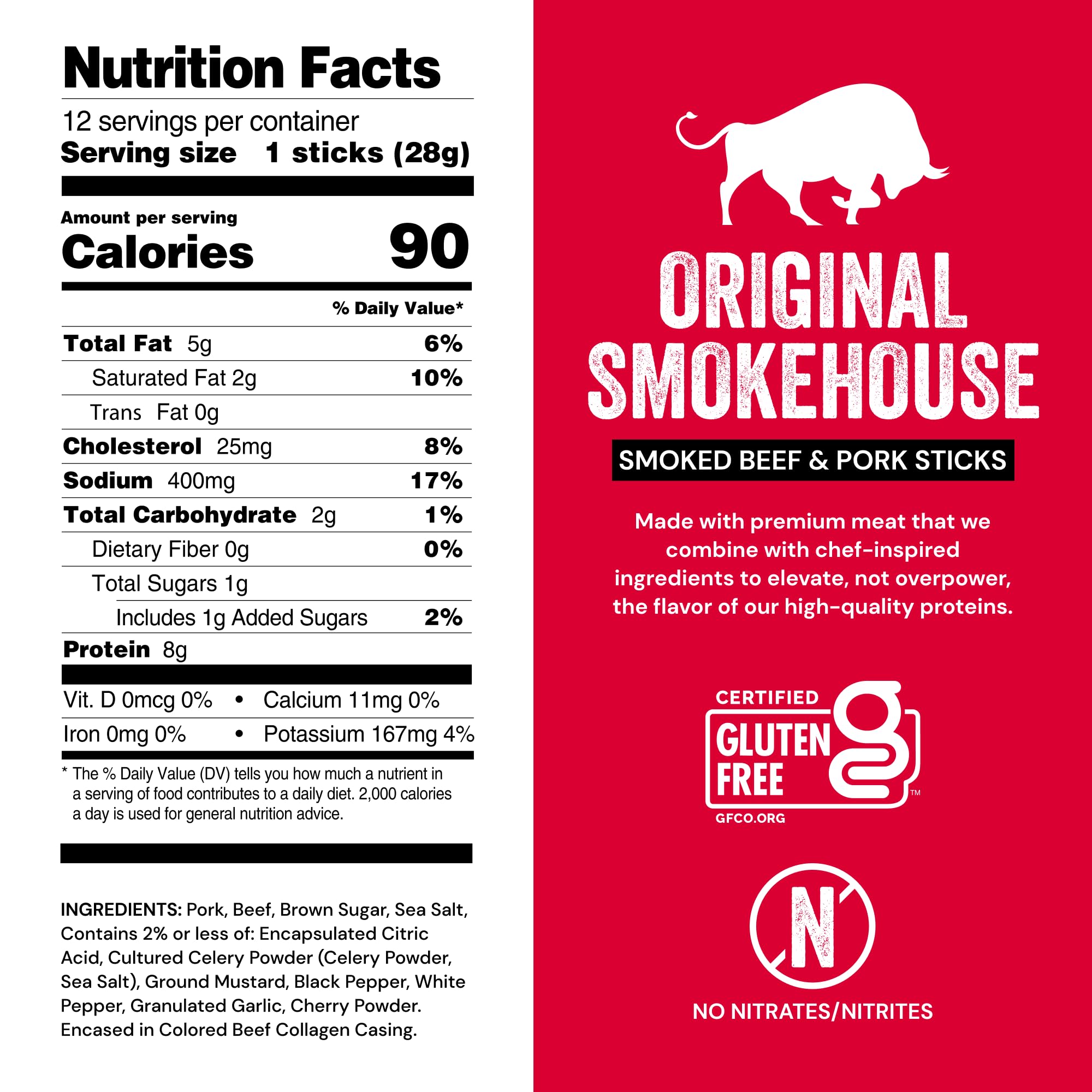 Chef’s Cut Real Snack Sticks original smokehouse stick with savory garlic aroma for a flavorful bite
