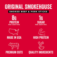 Chef’s Cut Real Snack Sticks original smokehouse, convenient 1 oz stick for gym or desk snacking