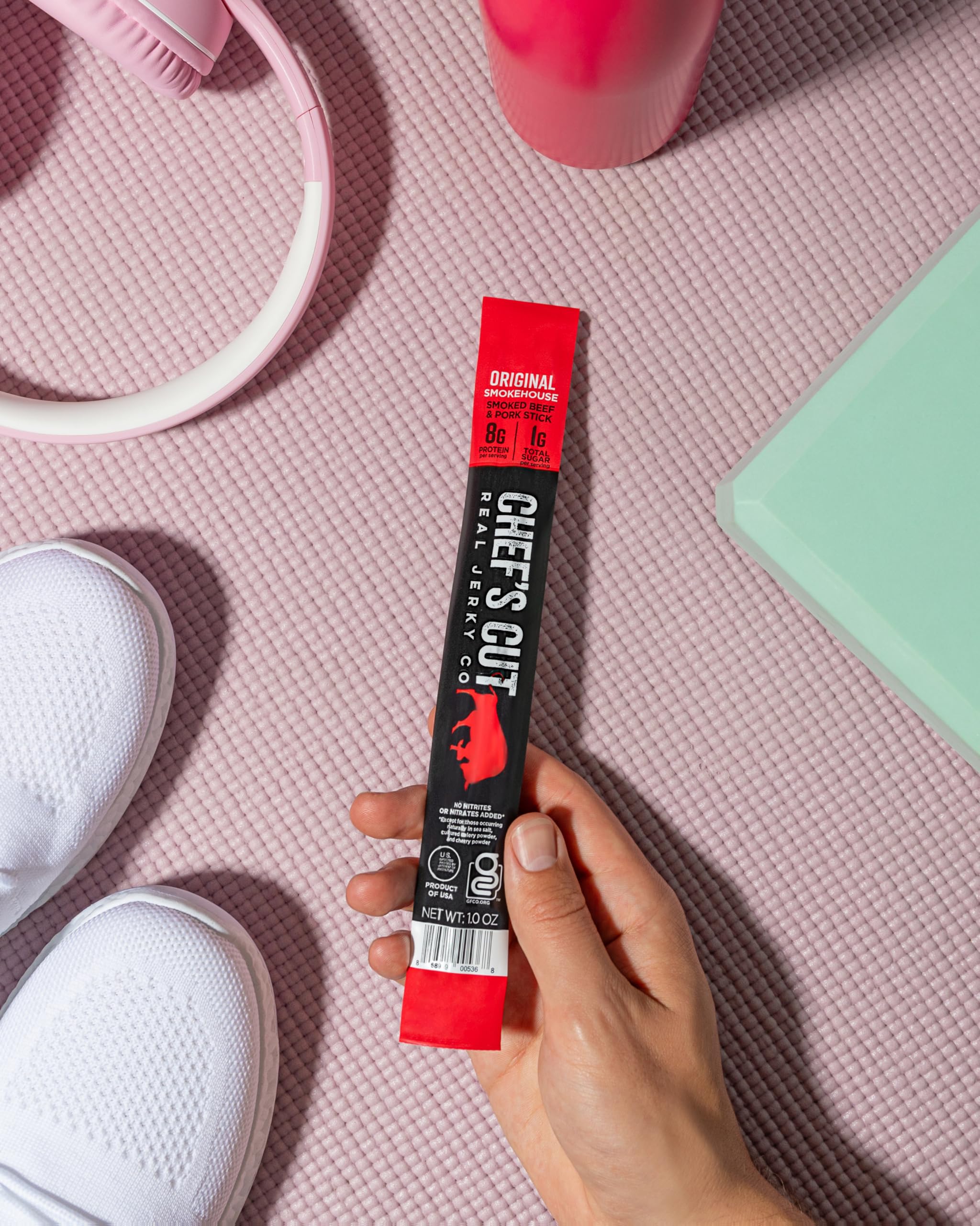 Chef’s Cut Real Snack Sticks provide a high protein snack with smoky beef and pork