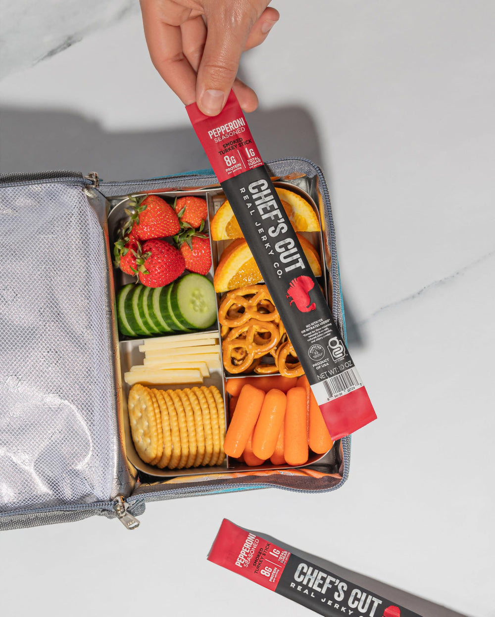 Chef’s Cut Real Turkey Jerky chef-crafted, slow-smoked sticks delivering premium flavor.
