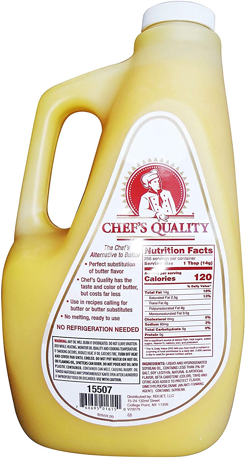 ChefsQ liquid butter 1-gallon with garlic-lemon baste for fish enhances flavor.