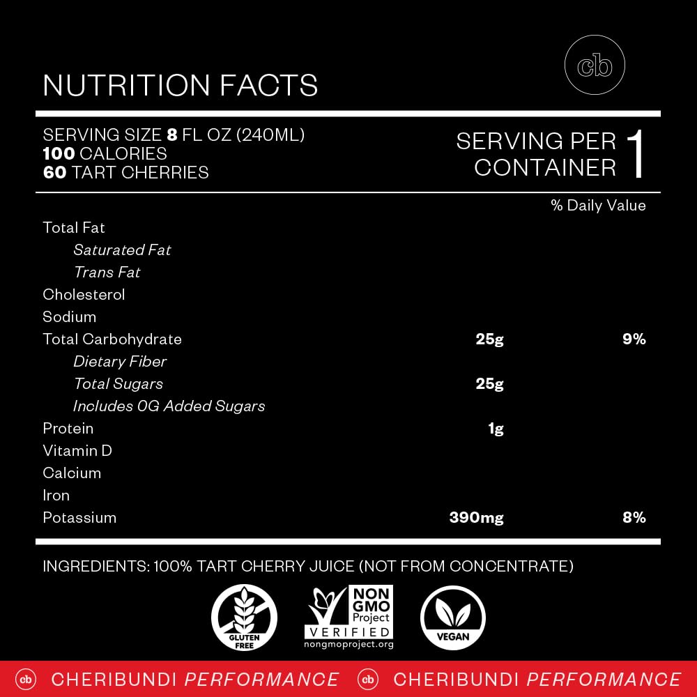 Cheribundi tart cherry juice 24-pack display for athletic routines