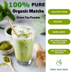 Chérie Sweet Heart matcha added to smoothie for a nutrient boost.