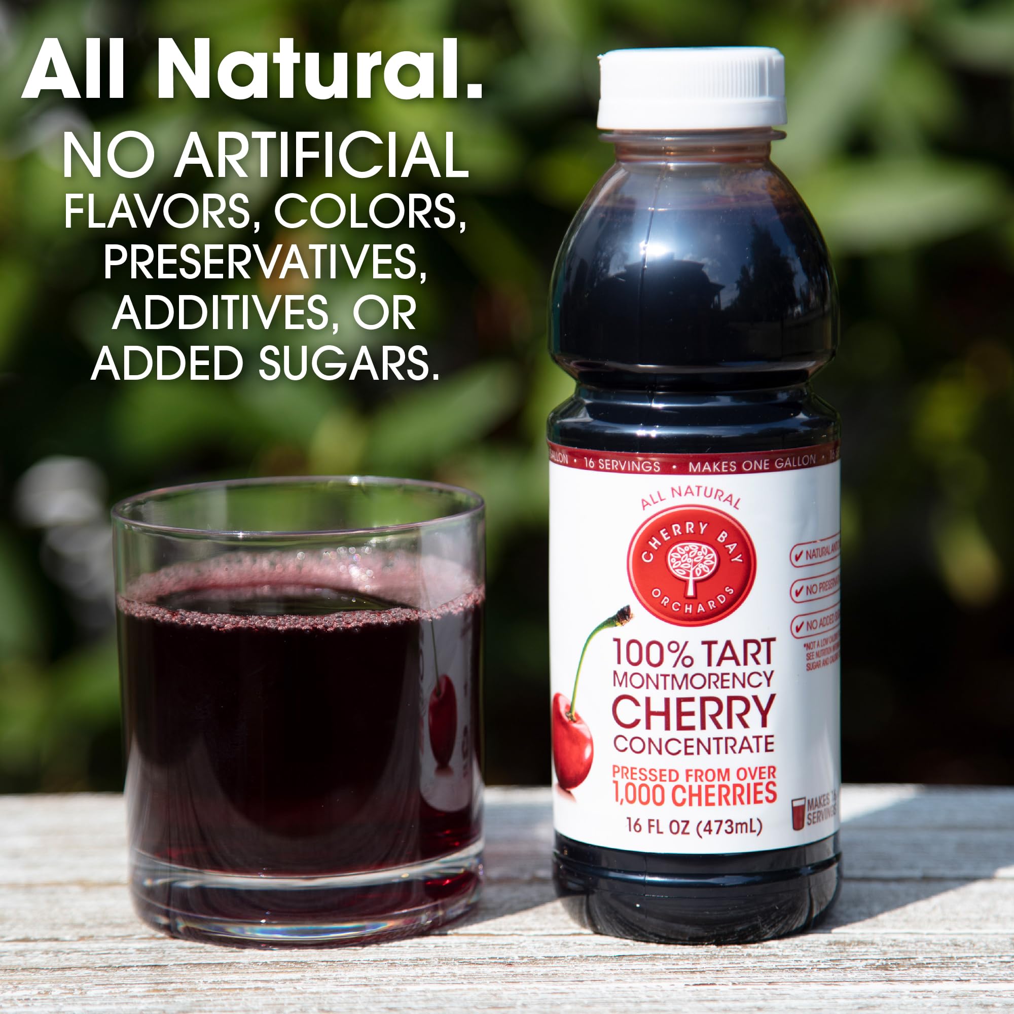 Cherry Bay Orchards concentrate being poured into a glass for a convenient sleep friendly beverage