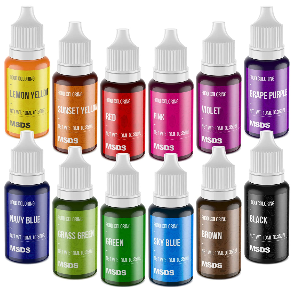 Cherrysea 12-color set bottles for vibrant cake decorating at home