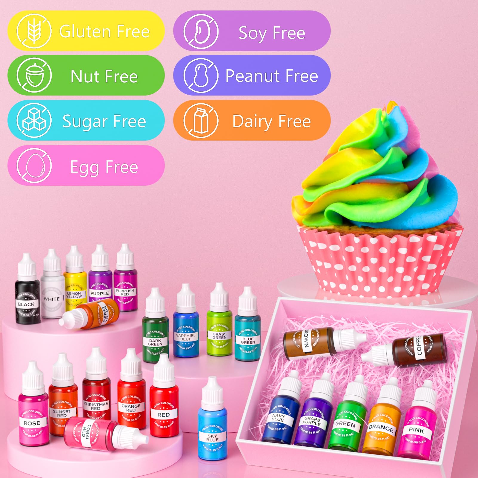 Cherrysea edible food dye set is vegetarian-safe and flavorless