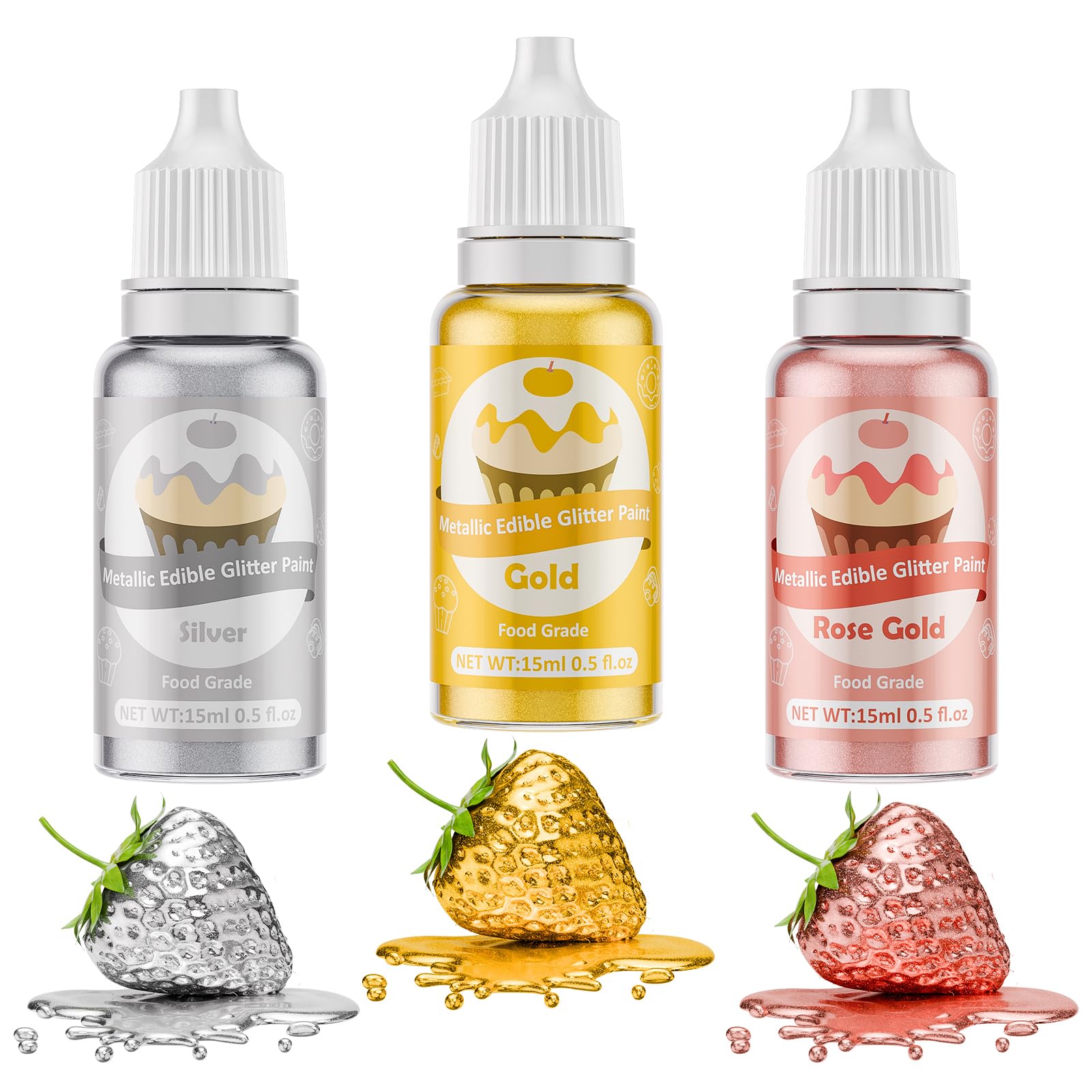 Cherrysea edible glitter paint gold bottle adds metallic sheen to baked goods.