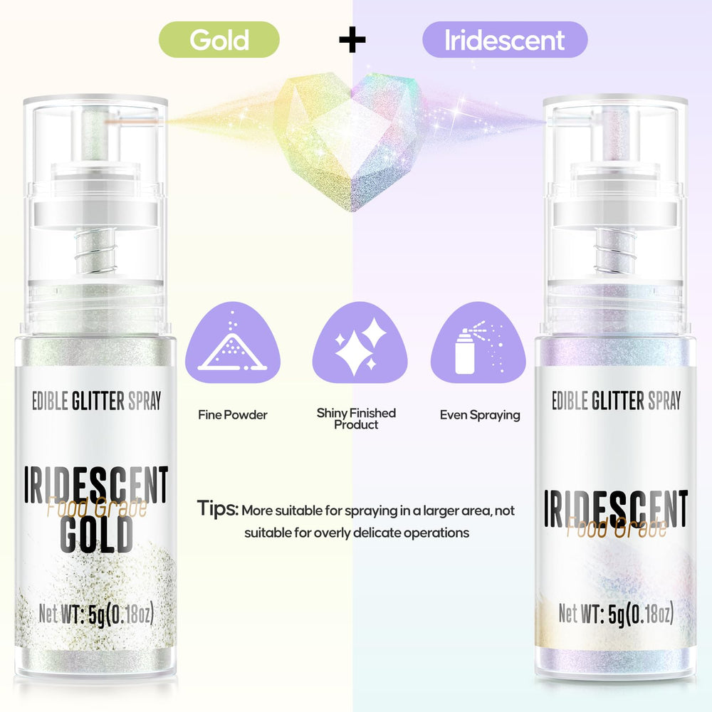 Cherrysea edible glitter spray iridescent gold on beverages adds festive shine