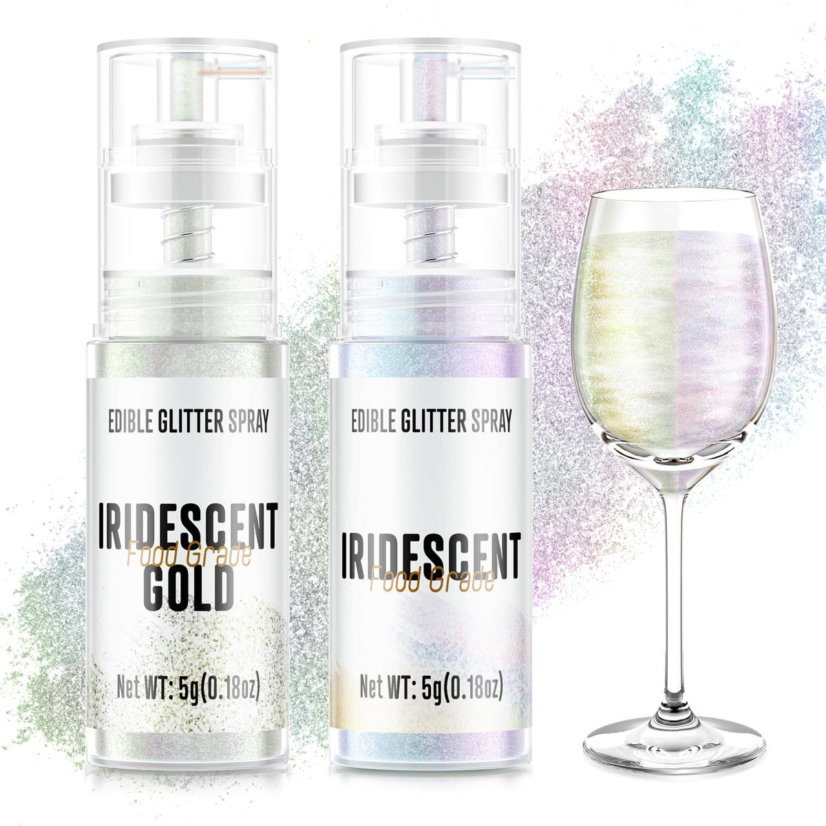 Cherrysea edible glitter spray iridescent applied to a dessert for subtle shimmer