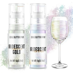 Cherrysea edible glitter spray iridescent applied to a dessert for subtle shimmer