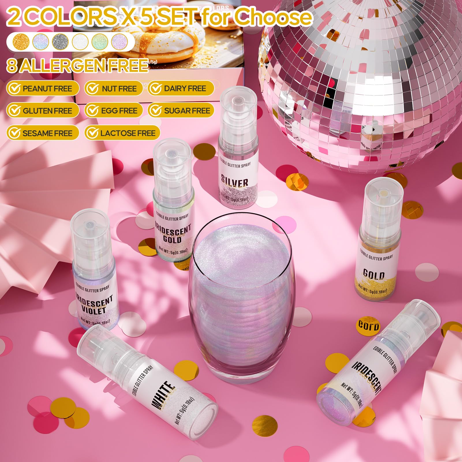 Cherrysea glitter used for wedding and holiday dessert accents.