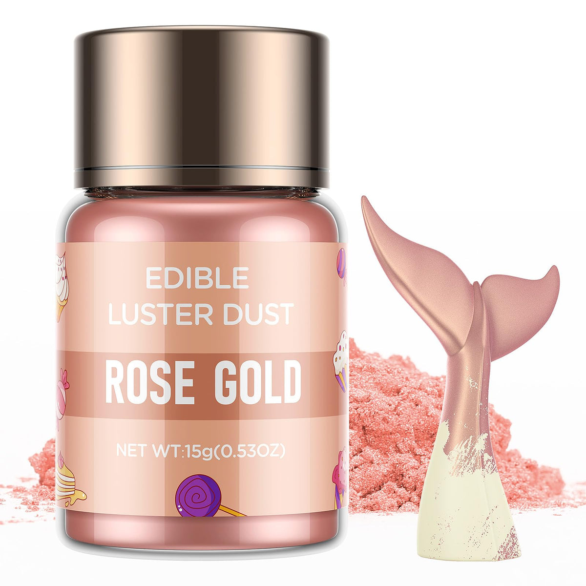 Cherrysea Luster Dust Rose Gold bottle adds edible shimmer to cakes
