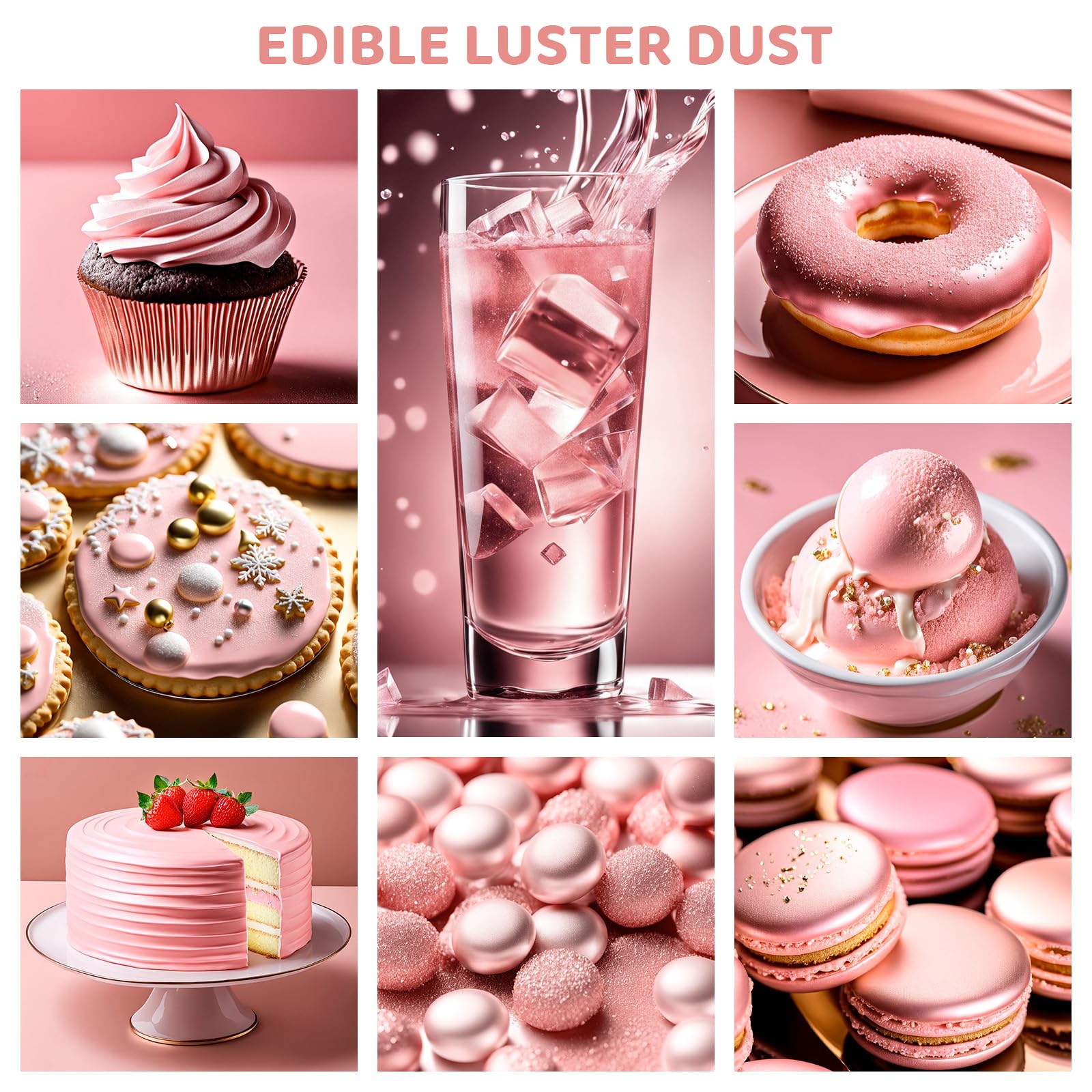 Cherrysea Luster Dust Rose Gold cake decor enhances fondant details
