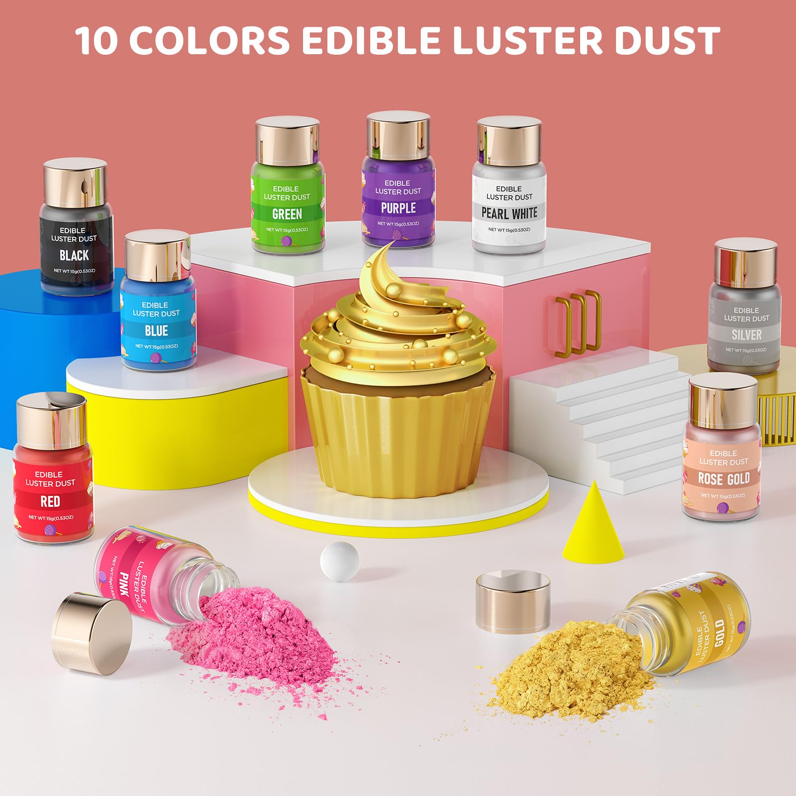 Cherrysea Luster Dust Rose Gold drink garnish for shimmer