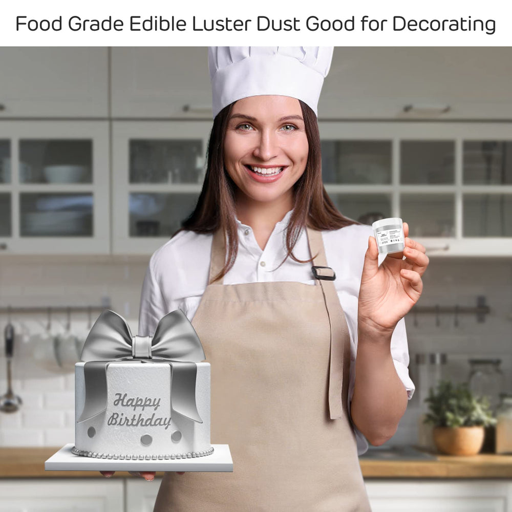 Cherrysea Silver Edible Luster Dust powder used for chocolate dipping shine.
