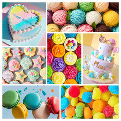 Cherrysea vibrant icing colors applied to cakes for detailed decorating.