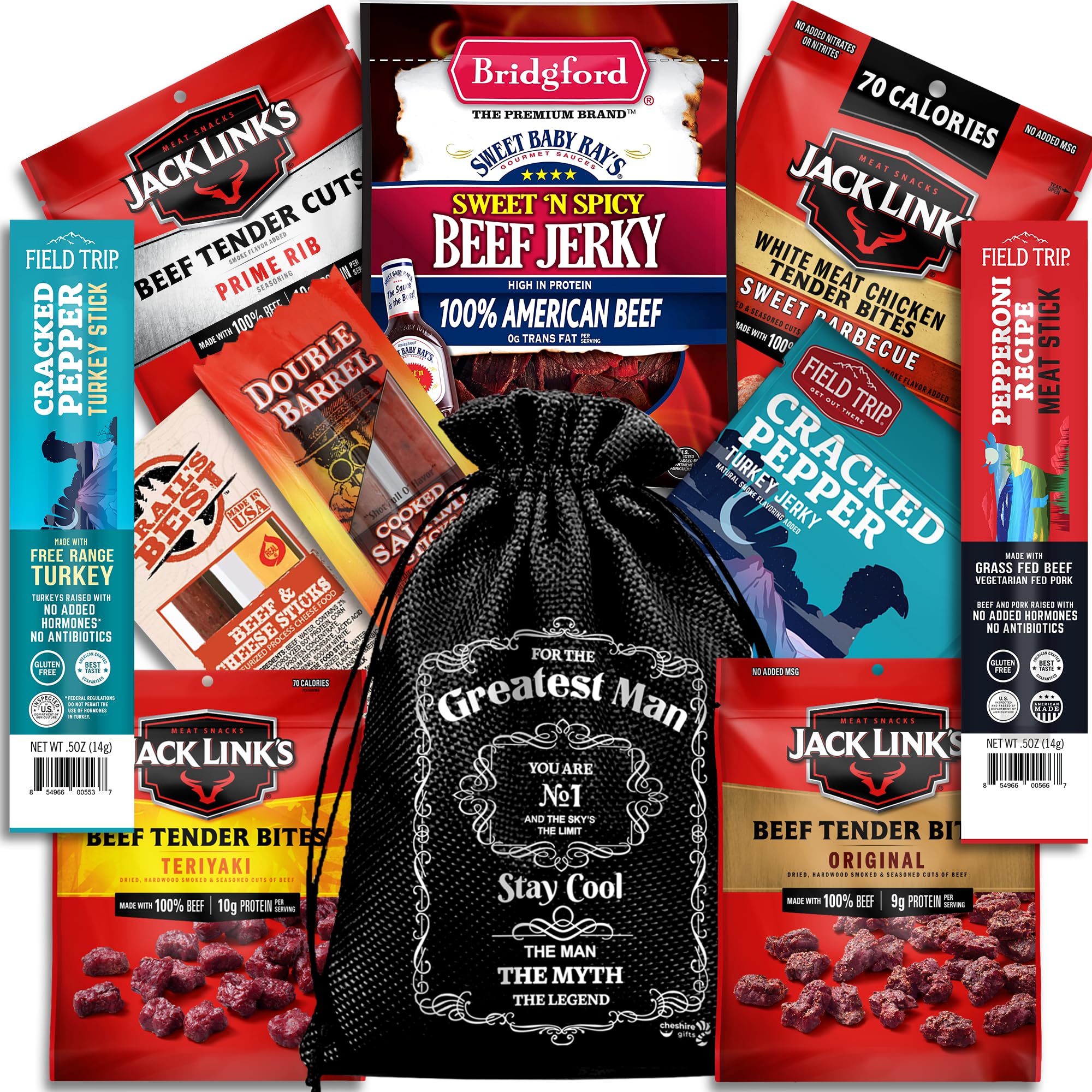 Cheshire Gifts beef jerky gift basket variety pack with assorted flavors for on-the-go snacking