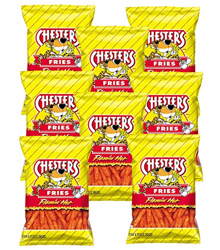 Chesters Flamin' Hot Fries pack of 8 bags: bold crunch for on-the-go snacking.