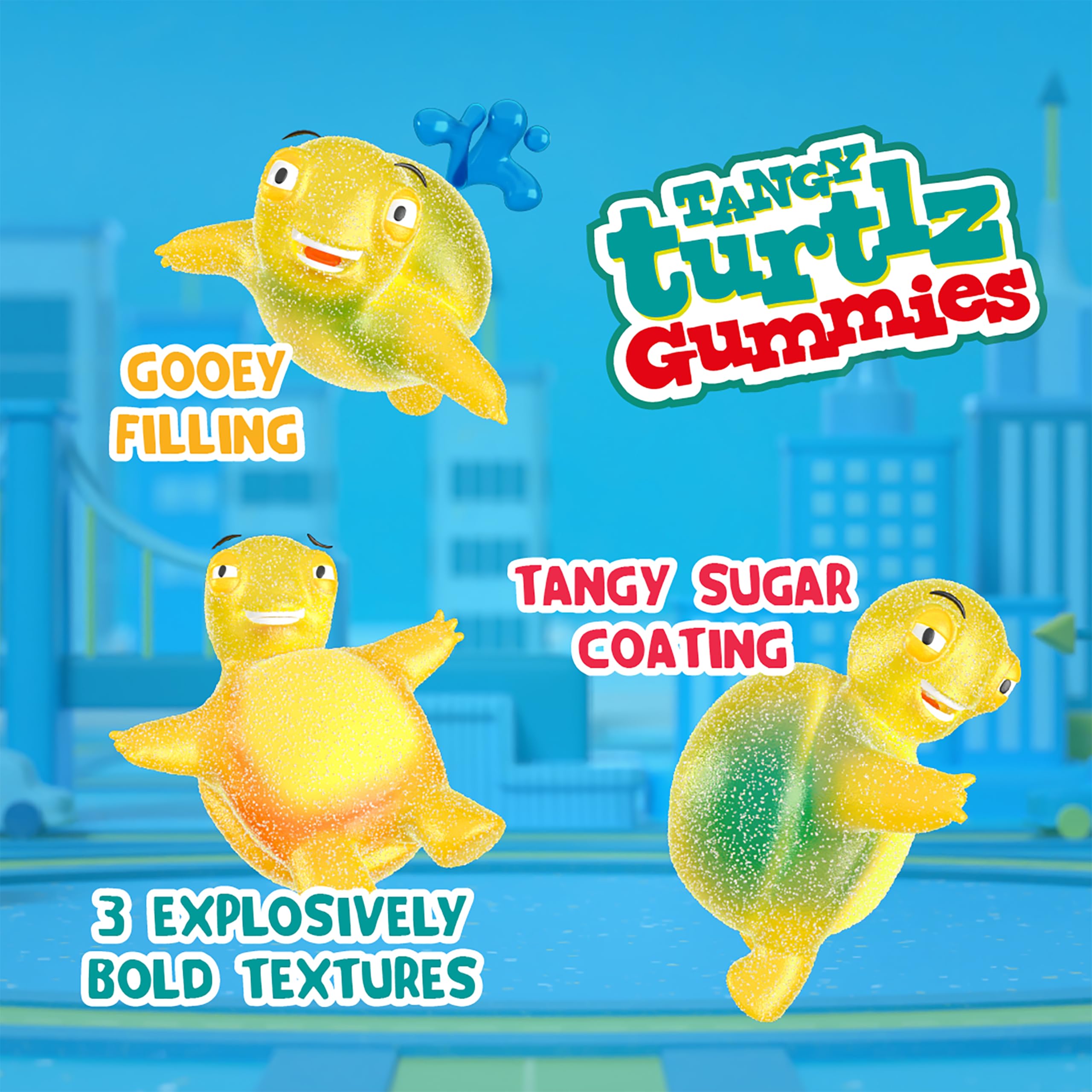 Individually wrapped CHEWZ ME Tangy Turtlz Gummies for convenient sharing.