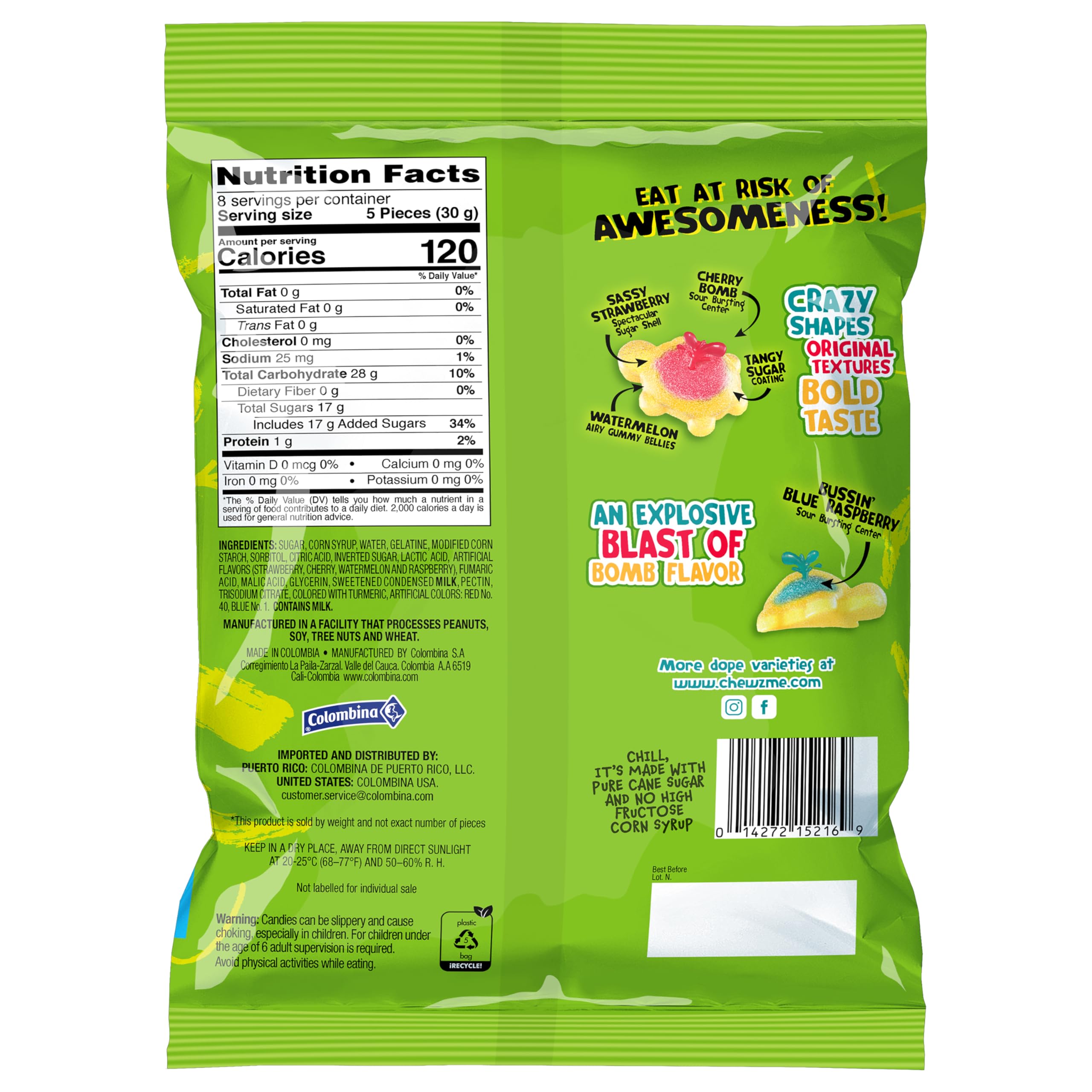 CHEWZ ME Tangy Turtlz Gummies variety pack inside a bag for on-the-go snacking.
