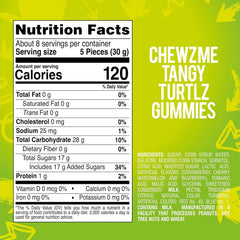 ChewzMe Tangy Turtlz gummies triple flavor close-up highlighting strawberry, watermelon, and cherry notes.