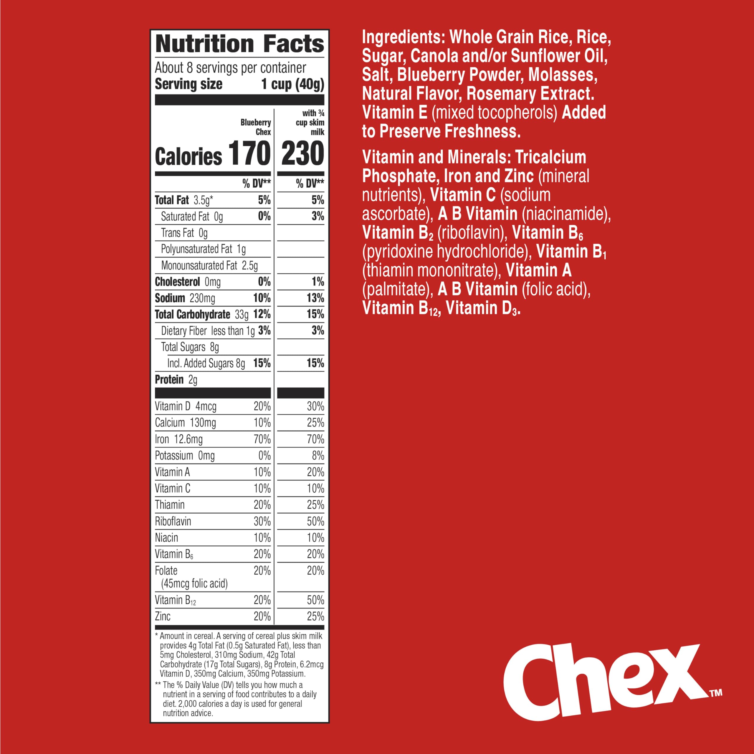 Chex Blueberry Cereal bowl with milk ready for a gluten free morning