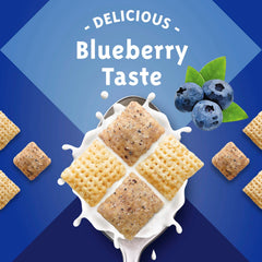 Chex Blueberry Cereal packaging close up emphasising whole grain and no artificial flavors