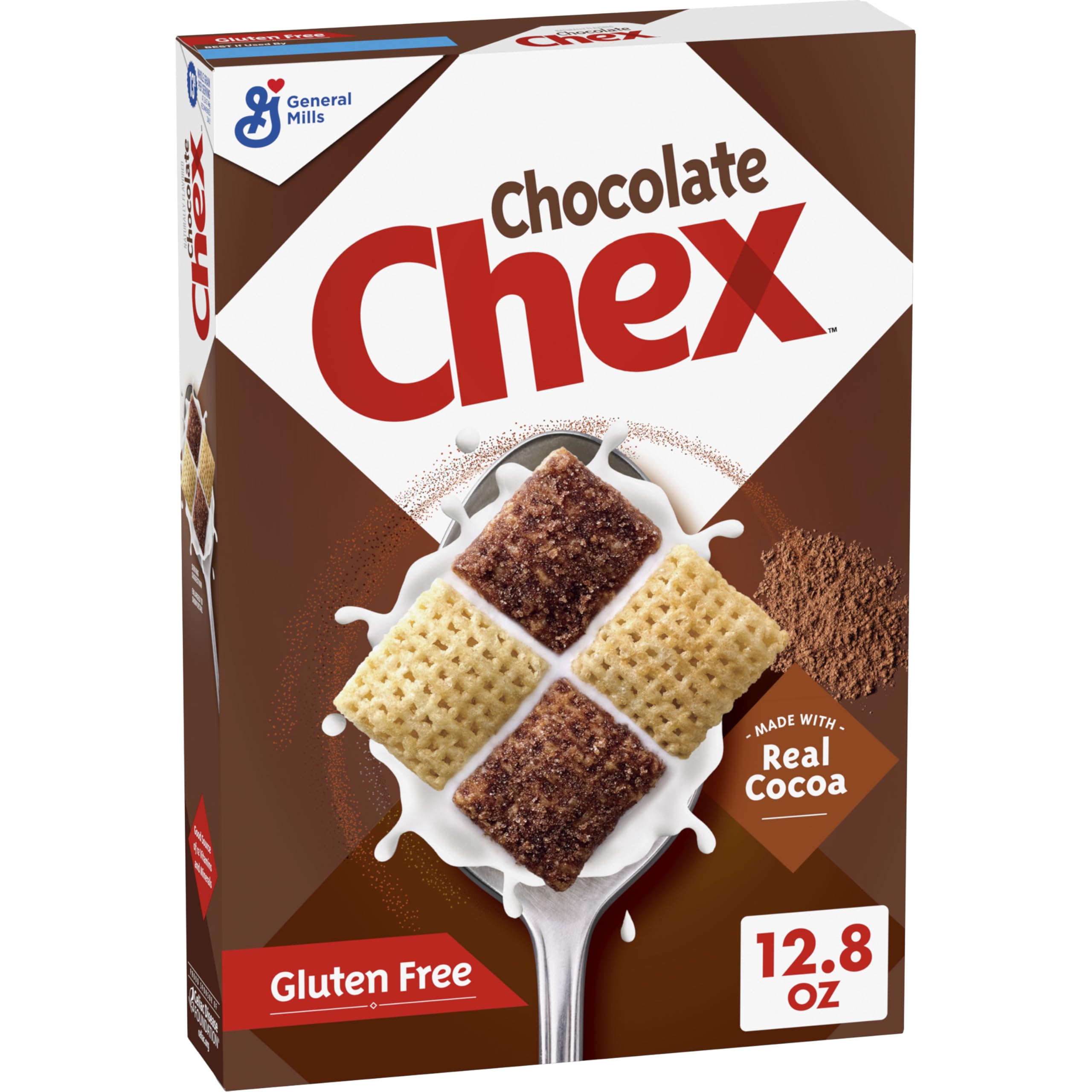 Chex Chocolate Cereal bowl with milk, gluten-free breakfast option