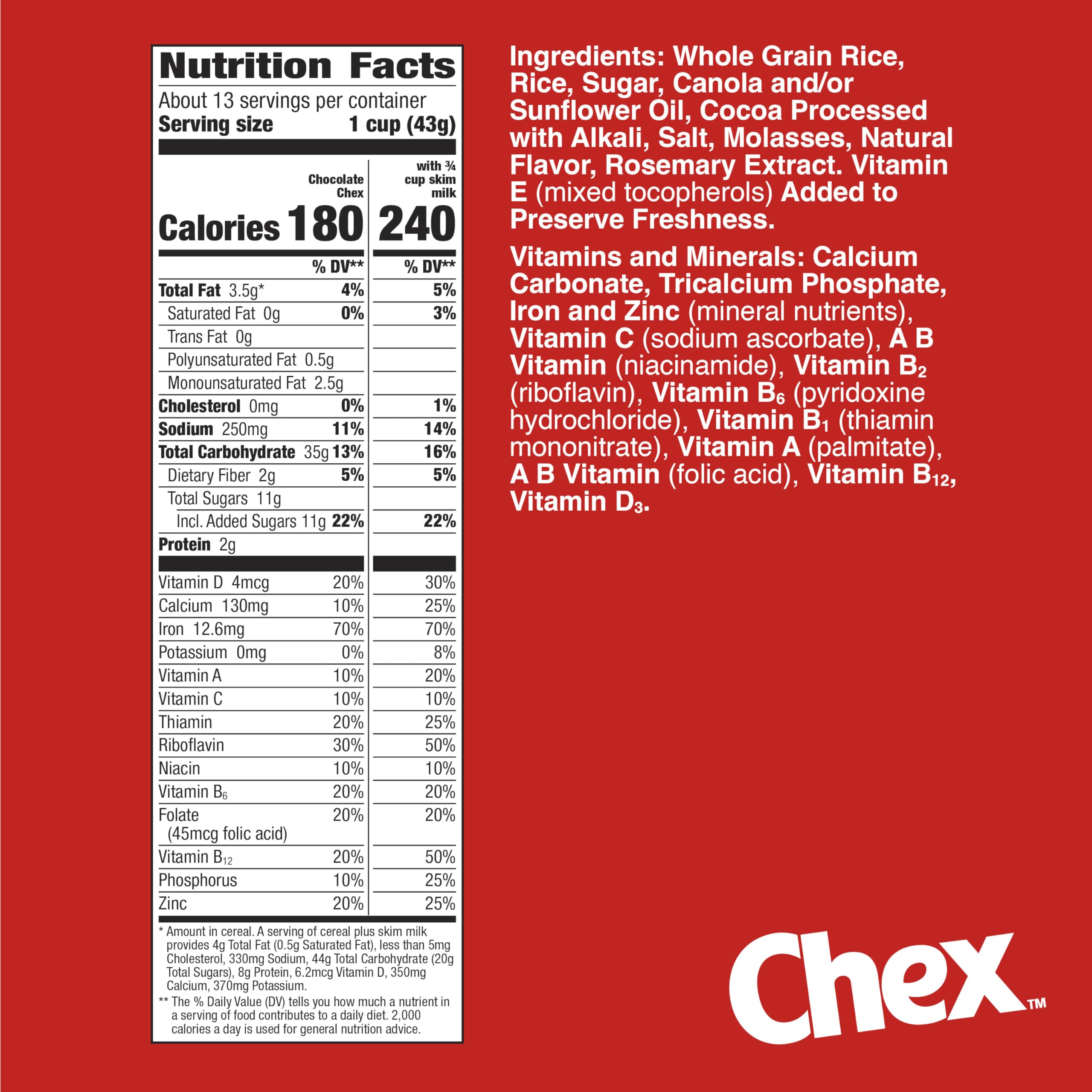 Chex Chocolate Cereal bowl with milk highlights crunchy chocolate squares