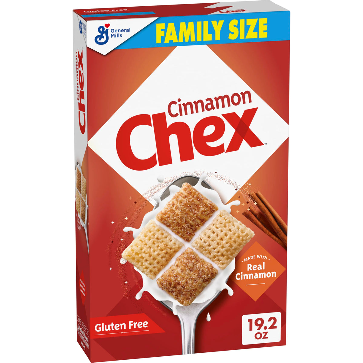 Chex Cinnamon Cereal bowl with milk showcasing gluten-free breakfast crunch