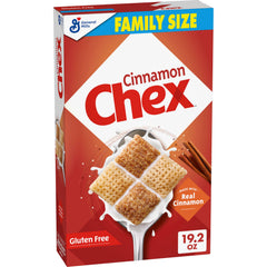 Chex Cinnamon Cereal bowl with milk showcasing gluten-free breakfast crunch