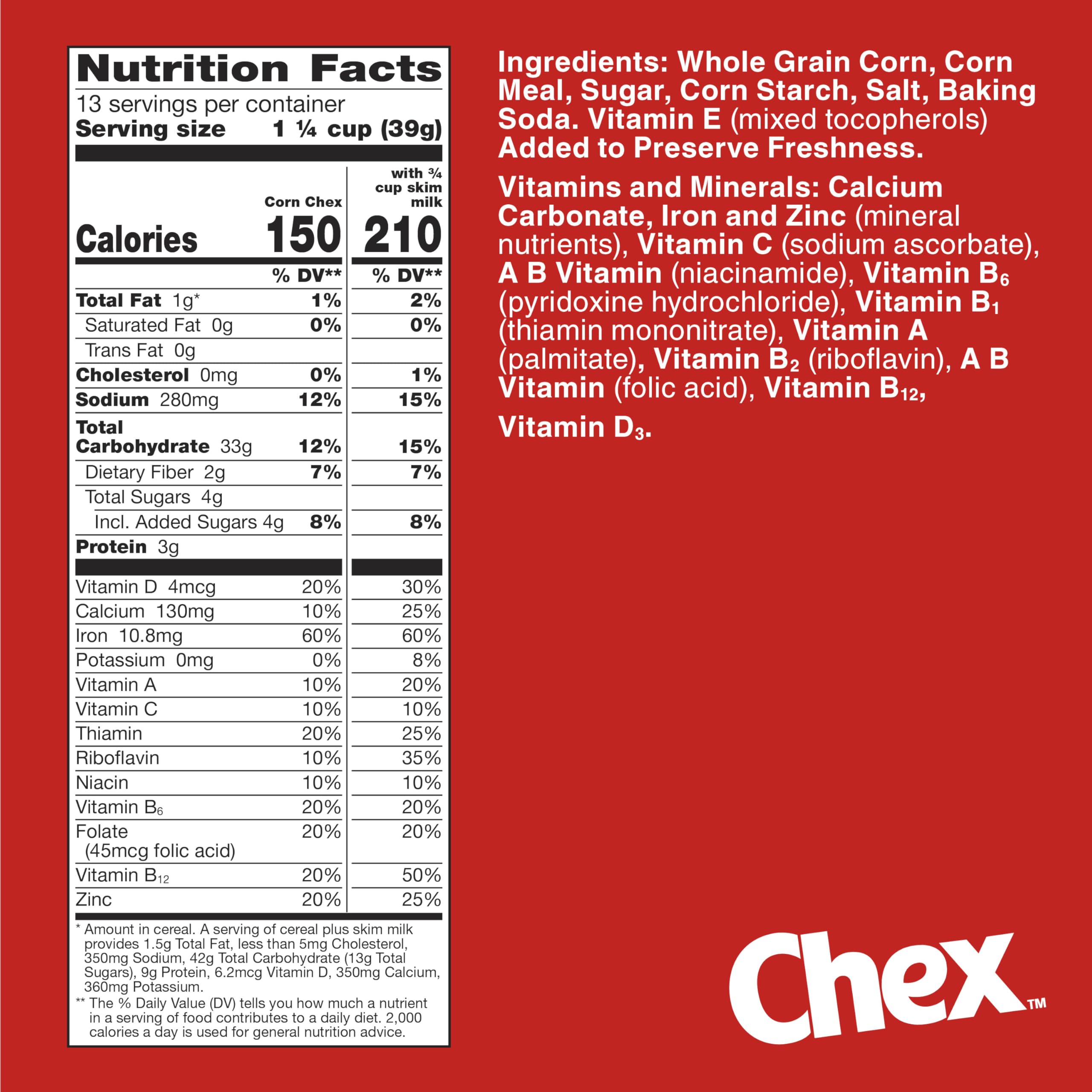Chex Corn Cereal pouring milk emphasizes quick, convenient start to the day.