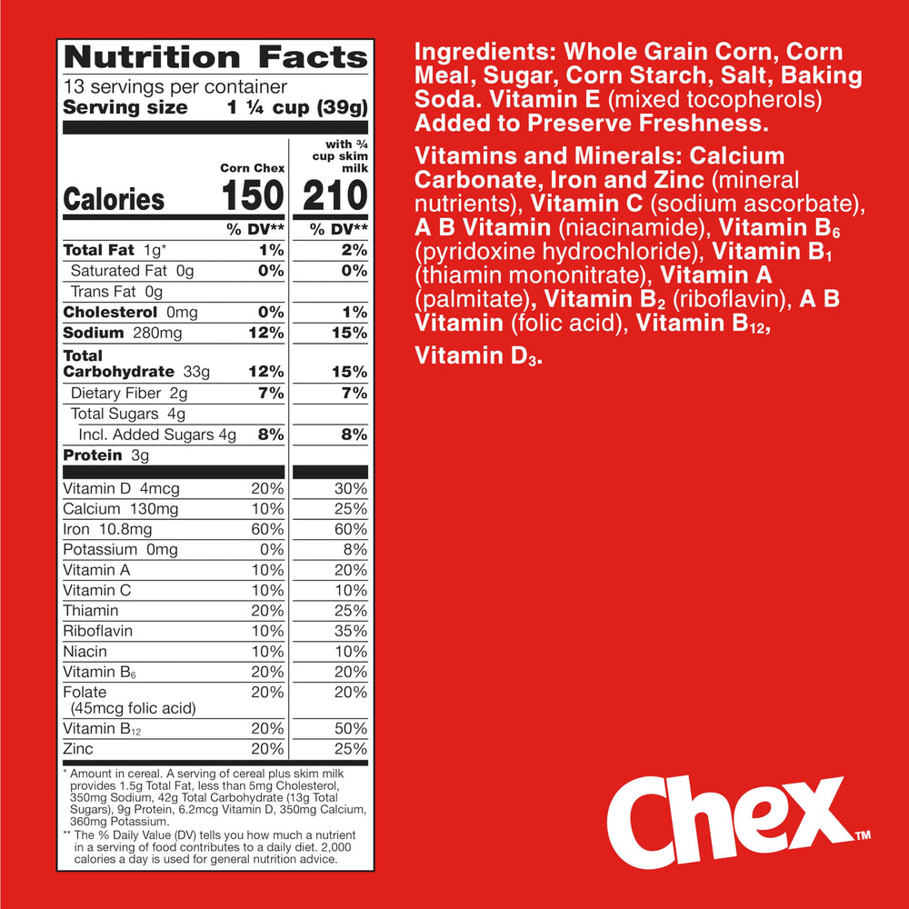 Chex Corn Cereal pouring milk emphasizes quick, convenient start to the day.