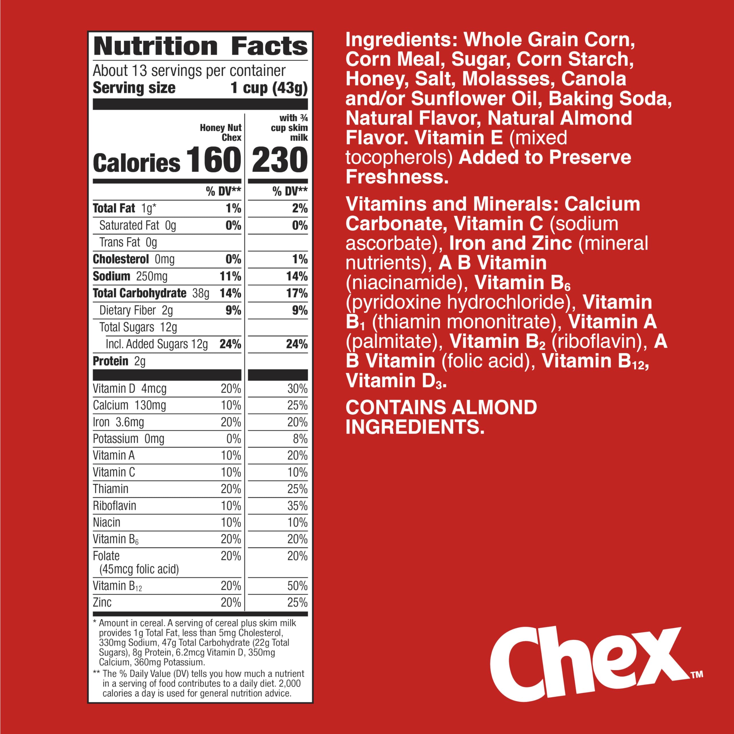 Chex Honey Nut Cereal bowl with milk for a quick morning meal.