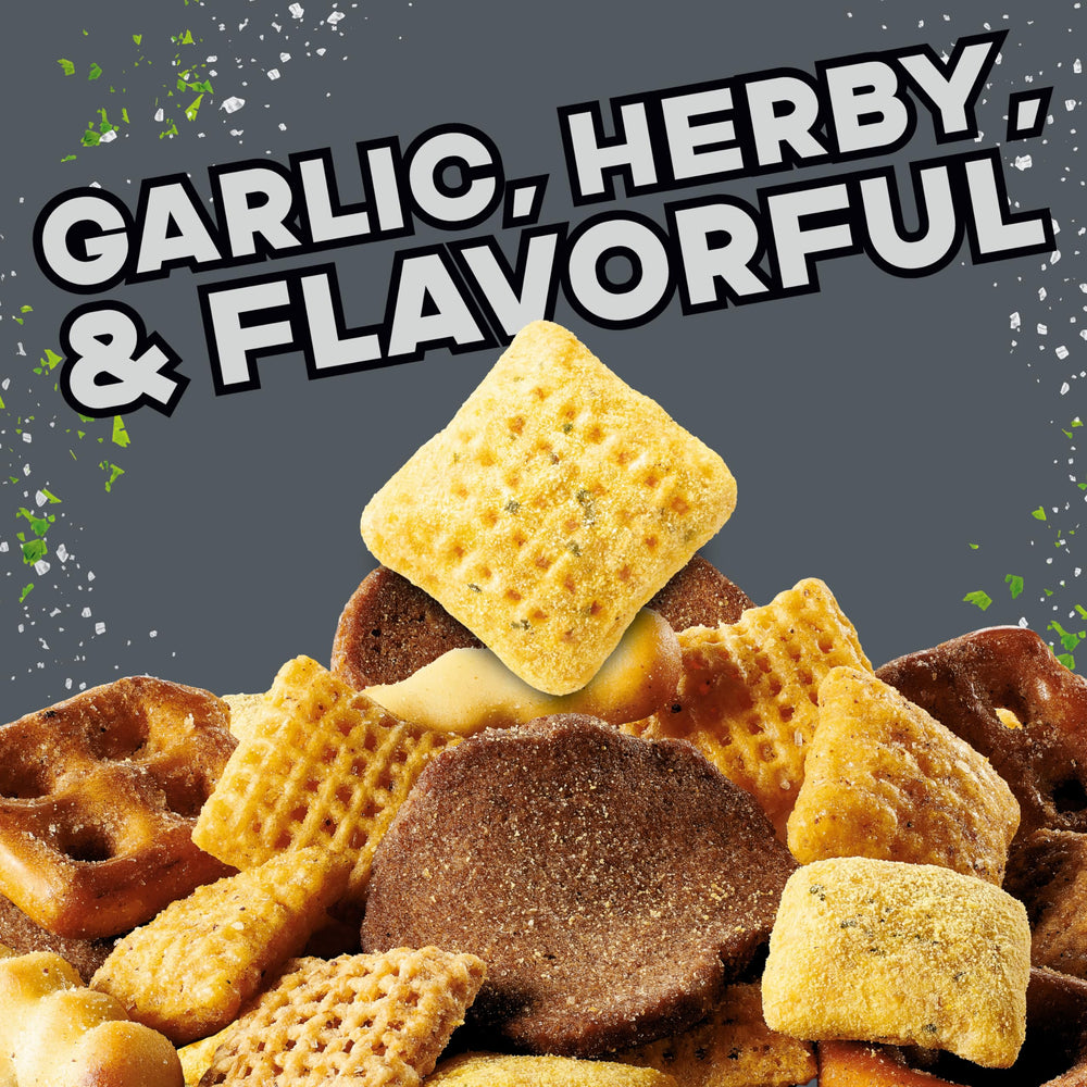 Chex Mix Bold Garlic and Herb rye chips add crisp texture to bowls