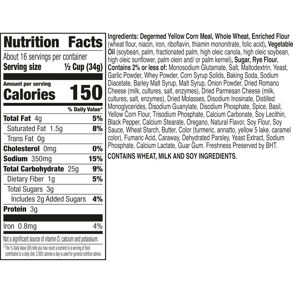 Chex Mix Bold Garlic and Herb in a bowl ready for sharing and snacking.