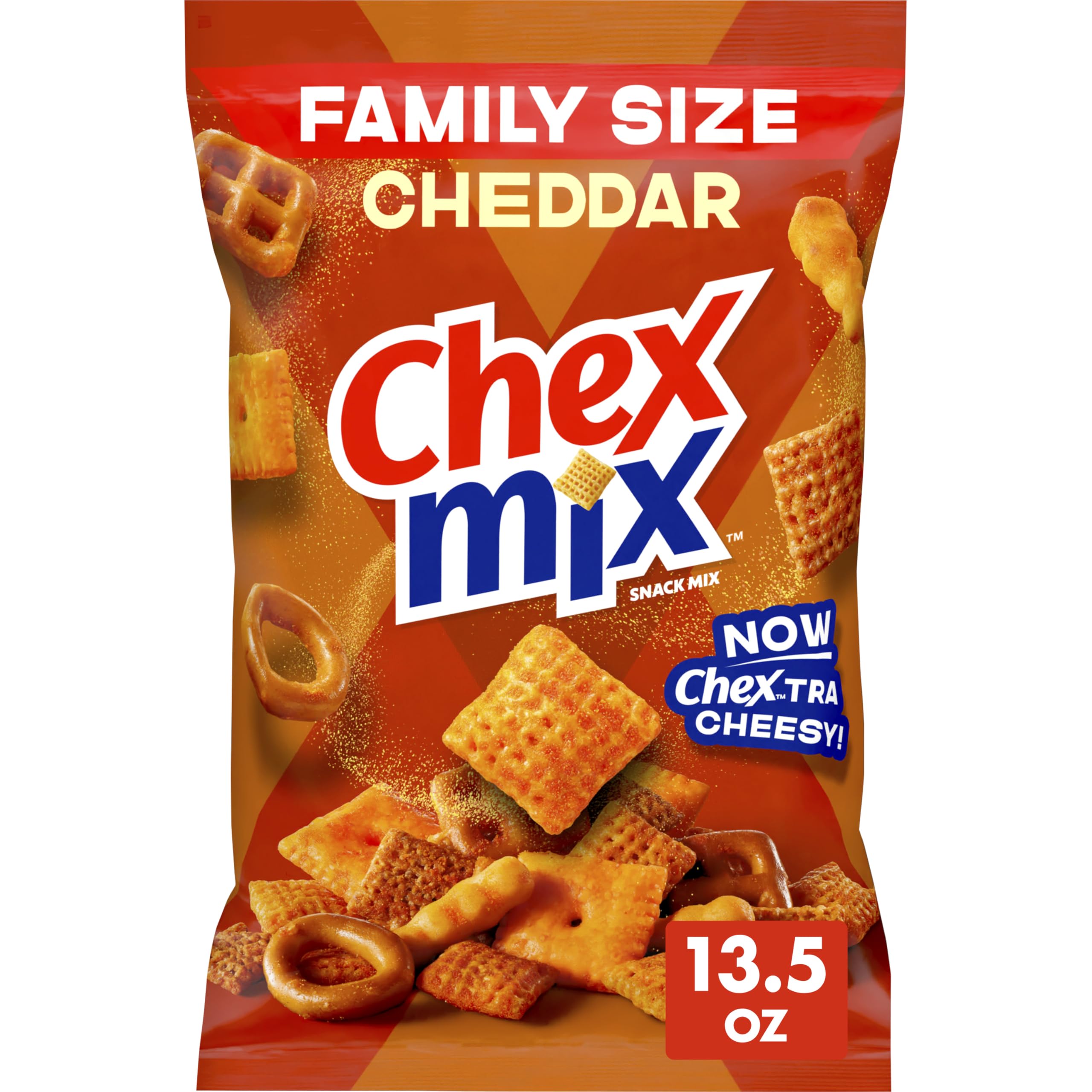 Chex Mix Cheddar Snack Mix bag ready for sharing at casual gatherings