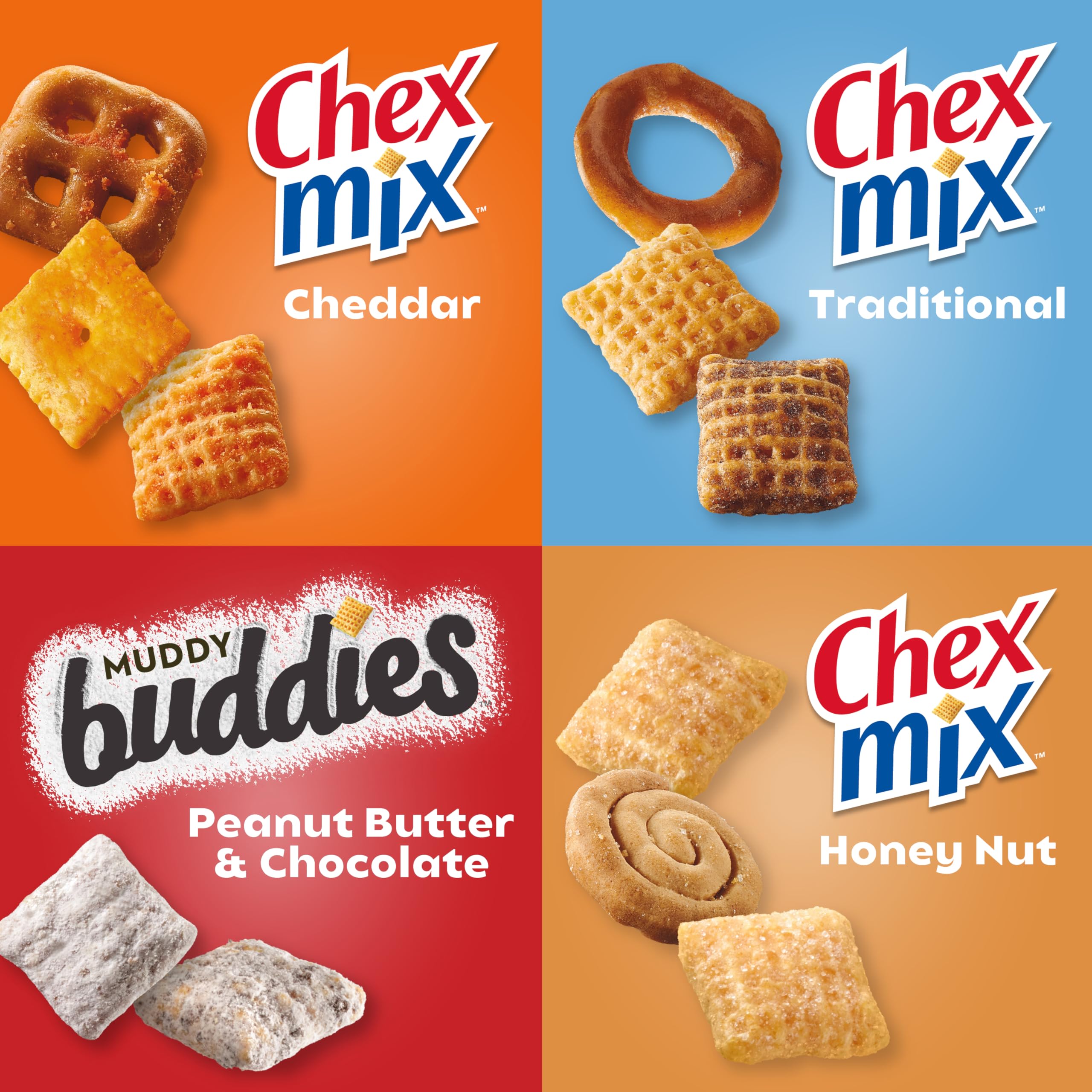 Cheddar Chex Mix bag offering cheesy, savory crunch for snacking
