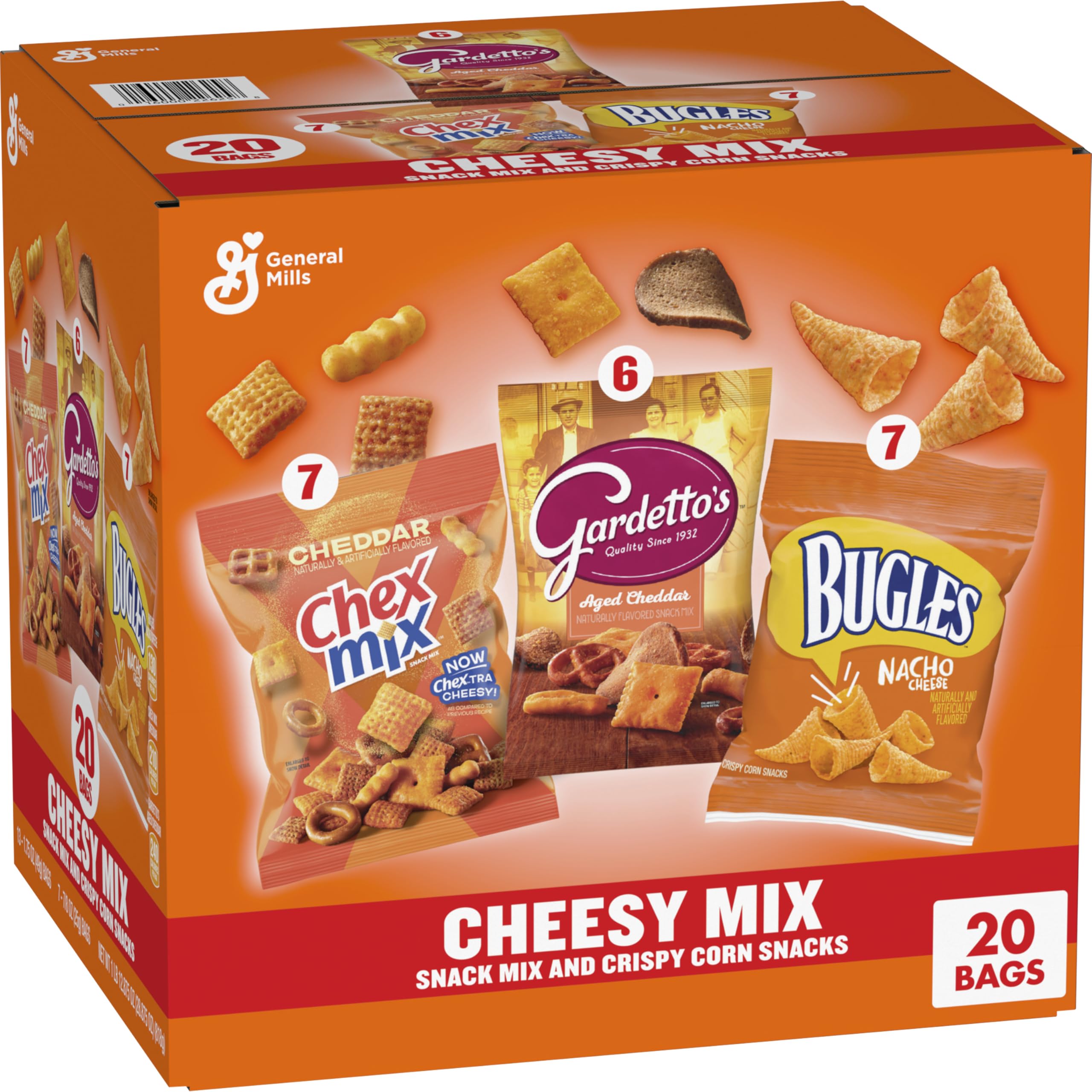 Chex Mix Cheddar variety-pack bags for convenient snacking anytime