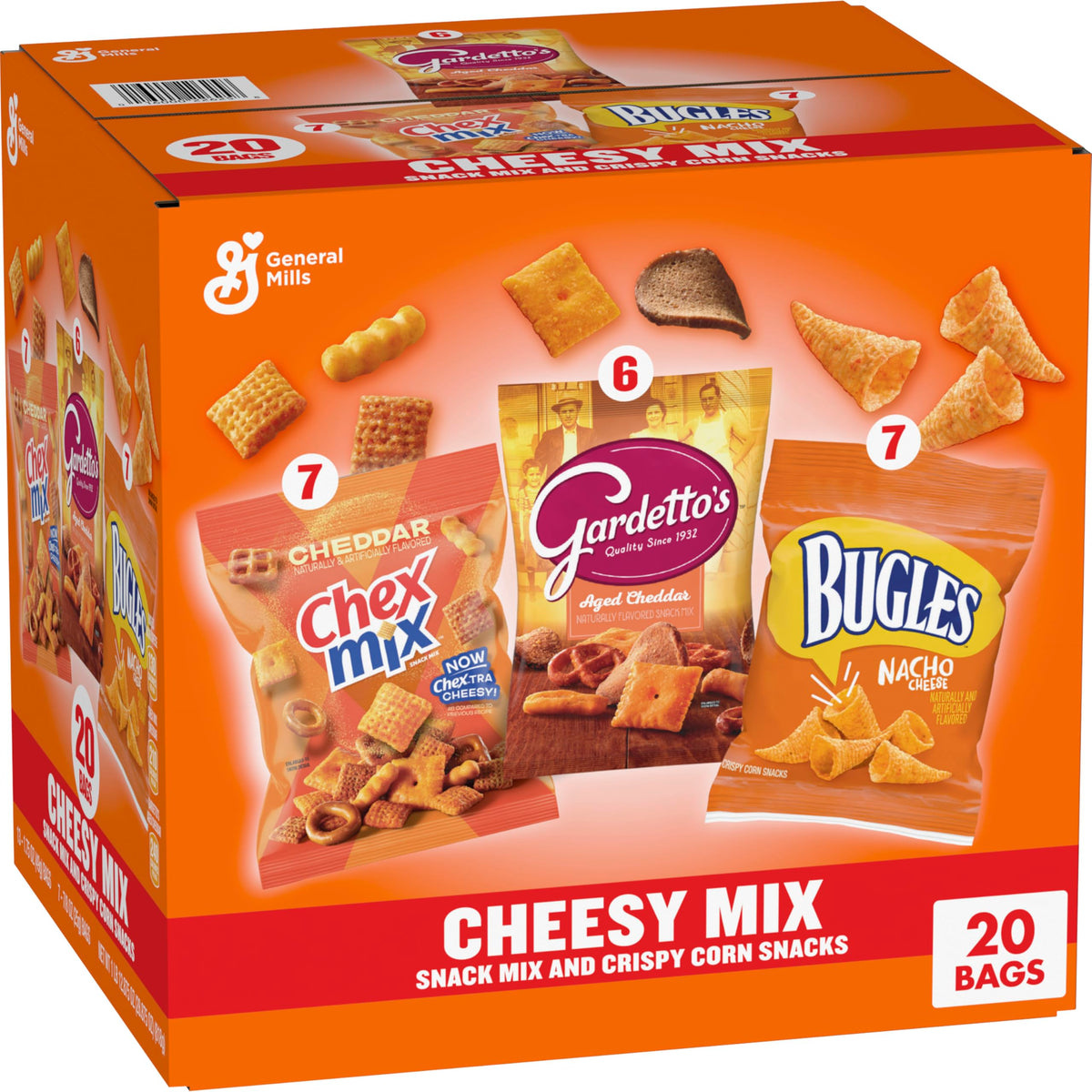 Chex Mix Cheddar variety-pack bags for convenient snacking anytime